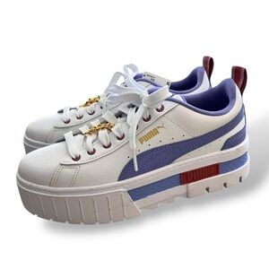 NWT Puma Womens Mayze Lace Up Platform Sneakers Shoes Size 8 Lilac-White